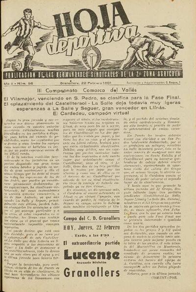 Hoja Deportiva, #56, 22/2/1951 [Issue]