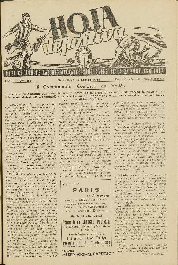 Hoja Deportiva, n.º 59, 15/3/1951 [Ejemplar]