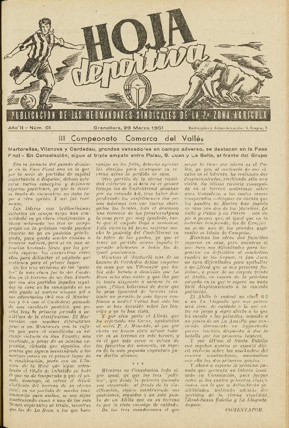 Hoja Deportiva, n.º 61, 29/3/1951 [Ejemplar]