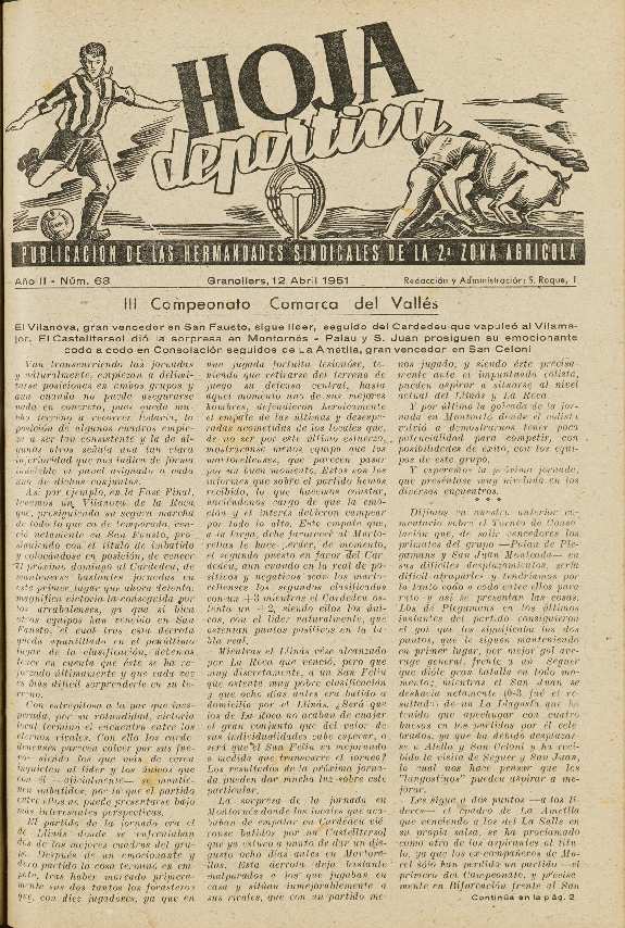 Hoja Deportiva, #63, 12/4/1951 [Issue]
