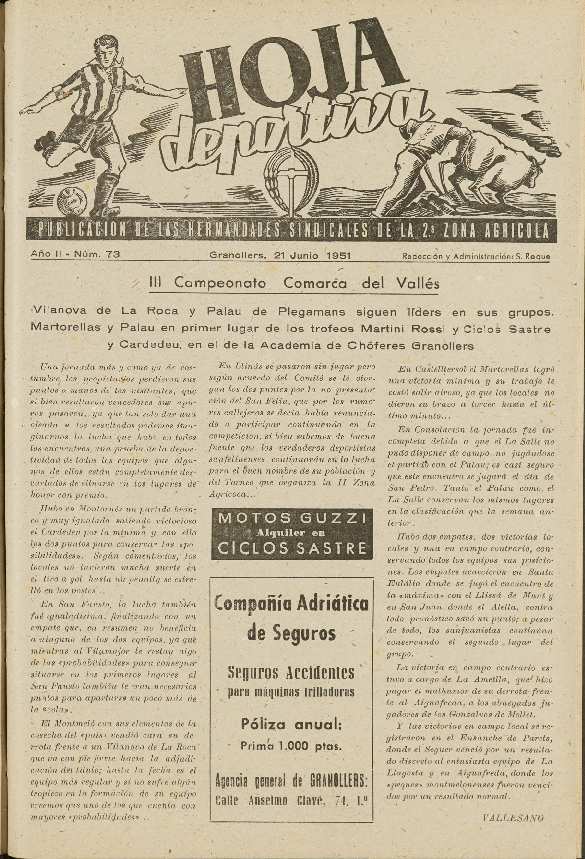 Hoja Deportiva, n.º 73, 21/6/1951 [Ejemplar]