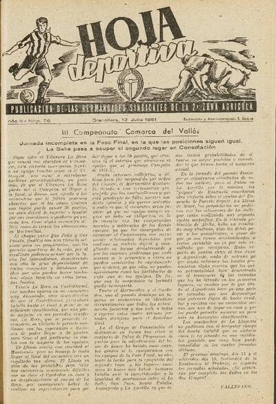 Hoja Deportiva, núm. 76, 12/7/1951 [Exemplar]