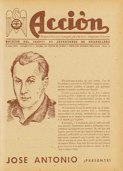 Acción. Boletín del Frente de Juventudes de Granollers, #3, 5/7/1943 [Issue]