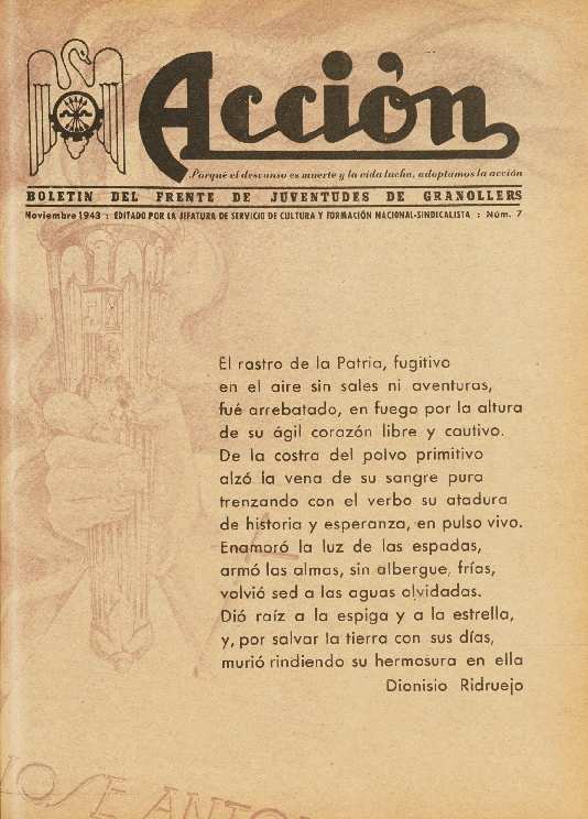 Acción. Boletín del Frente de Juventudes de Granollers, #7, 11/1943 [Issue]