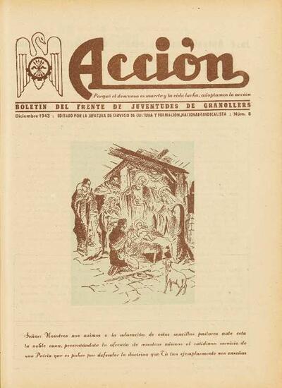 Acción. Boletín del Frente de Juventudes de Granollers, #8, 12/1943 [Issue]