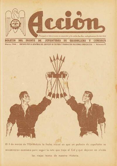 Acción. Boletín del Frente de Juventudes de Granollers, n.º 11, 3/1944 [Ejemplar]