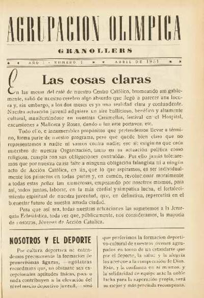 Agrupación Olímpica Granollers, #1, 4/1951 [Issue]