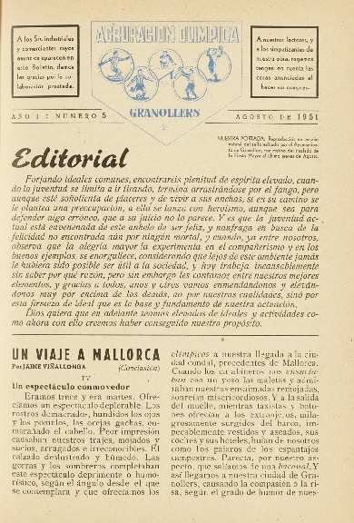 Agrupación Olímpica Granollers, #5, 8/1951 [Issue]