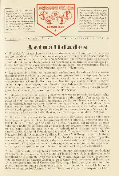 Agrupación Olímpica Granollers, #7, 11/1951 [Issue]