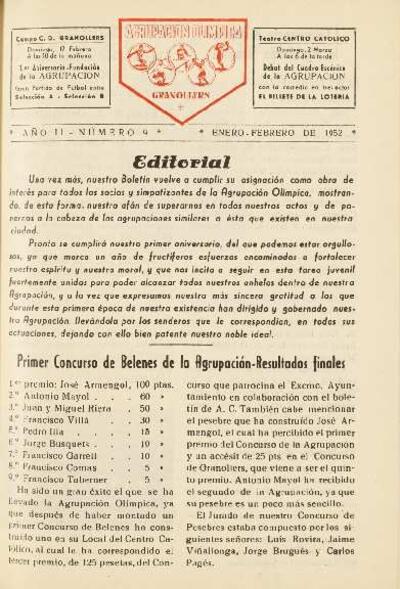 Agrupación Olímpica Granollers, n.º 9, 1/1952 [Ejemplar]