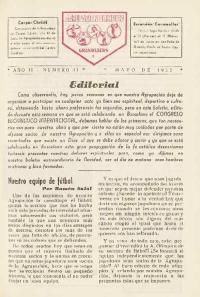 Agrupación Olímpica Granollers, n.º 11, 5/1952 [Ejemplar]