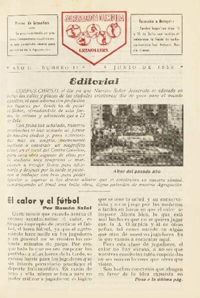 Agrupación Olímpica Granollers, n.º 12, 6/1952 [Ejemplar]