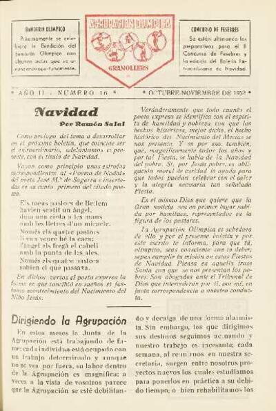 Agrupación Olímpica Granollers, n.º 16, 10/1952 [Ejemplar]
