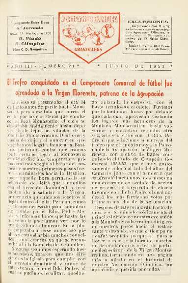 Agrupación Olímpica Granollers, n.º 21, 6/1953 [Ejemplar]