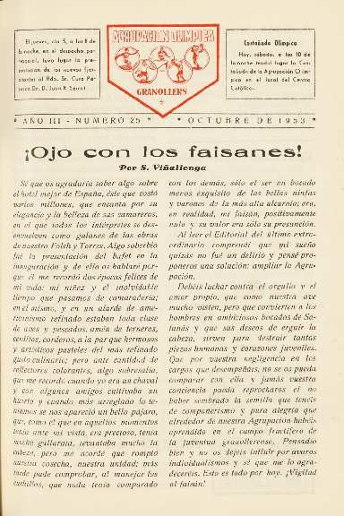 Agrupación Olímpica Granollers, n.º 25, 10/1953 [Ejemplar]