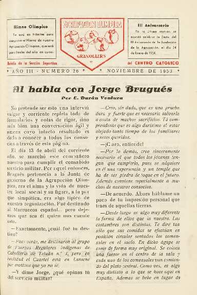 Agrupación Olímpica Granollers, n.º 26, 11/1953 [Ejemplar]