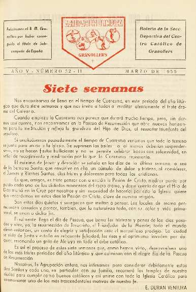 Agrupación Olímpica Granollers, n.º 32, 3/1955 [Ejemplar]