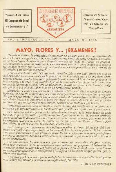 Agrupación Olímpica Granollers, núm. 34, 5/1955 [Exemplar]