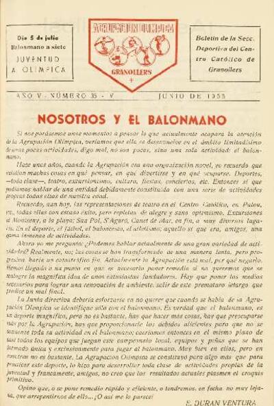 Agrupación Olímpica Granollers, núm. 35, 6/1955 [Exemplar]