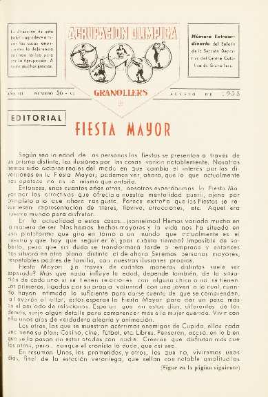 Agrupación Olímpica Granollers, #36, 8/1955 [Issue]