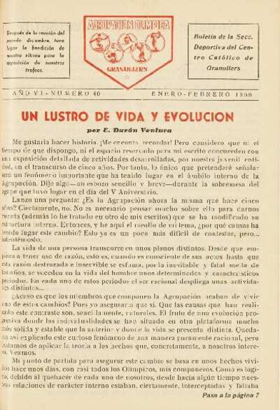 Agrupación Olímpica Granollers, núm. 40, 1/1956 [Exemplar]