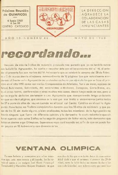 Agrupación Olímpica Granollers, núm. 46, 5/1960 [Exemplar]