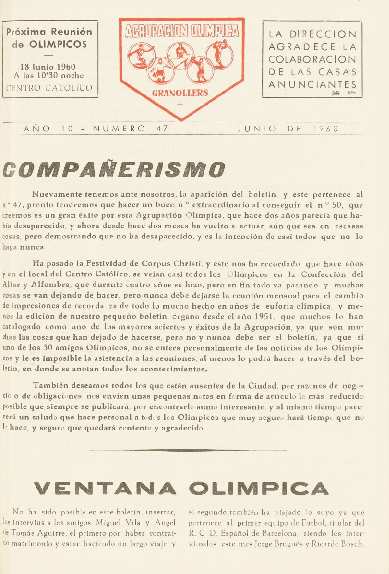 Agrupación Olímpica Granollers, núm. 47, 6/1960 [Exemplar]