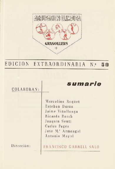 Agrupación Olímpica Granollers, núm. 50, 5/1961 [Exemplar]