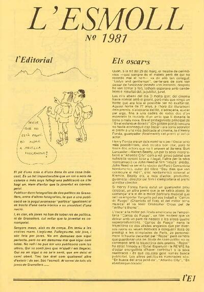 L'Esmoll. Revista juvenil granollerina, #1,981, 4/1982 [Issue]