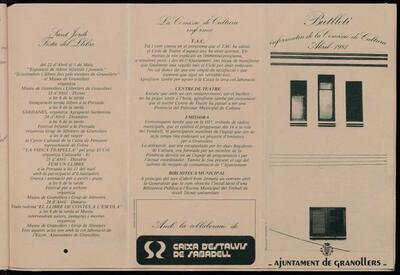 Butlletí informatiu de la Comissió de Cultura de l'Ajuntament de Granollers, 4/1981 [Exemplar]