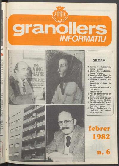 Granollers informatiu. Butlletí de l'Ajuntament de Granollers, núm. 6, 2/1982 [Exemplar]