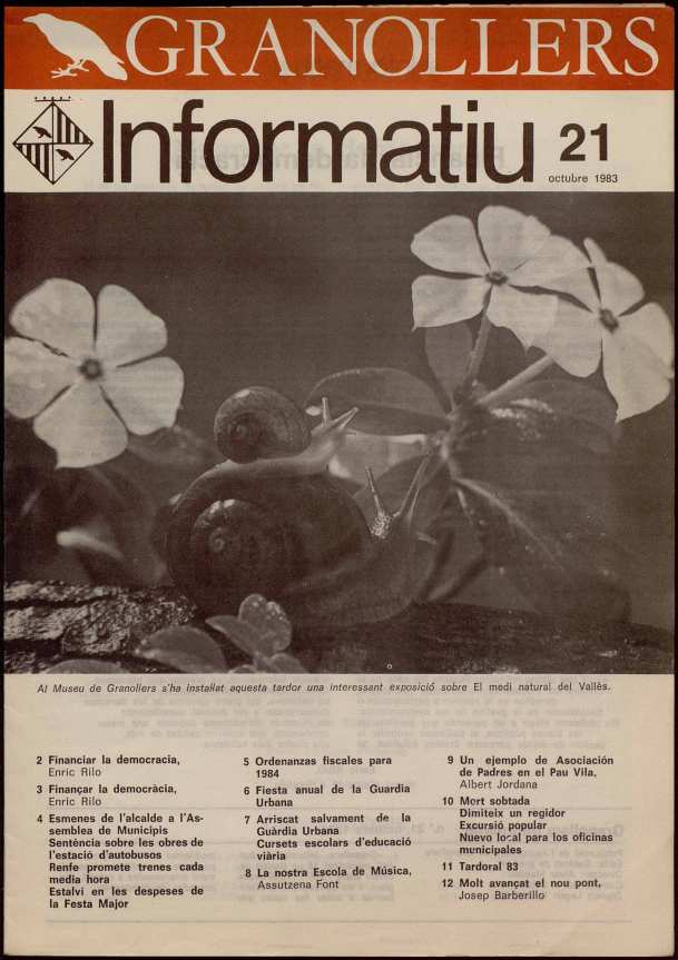 Granollers informatiu. Butlletí de l'Ajuntament de Granollers, #21, 10/1983 [Issue]