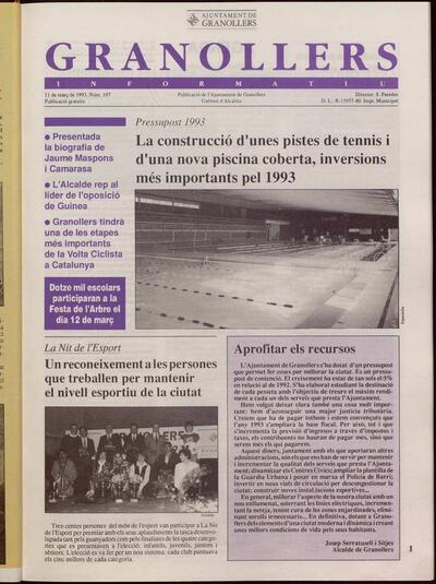 Granollers informatiu. Butlletí de l'Ajuntament de Granollers, #107, 11/3/1993 [Issue]