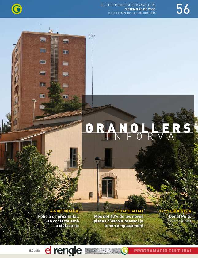 Granollers Informa. Butlletí de l'Ajuntament de Granollers, #56, 9/2008 [Issue]