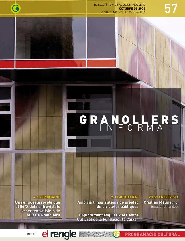 Granollers Informa. Butlletí de l'Ajuntament de Granollers, #57, 10/2008 [Issue]