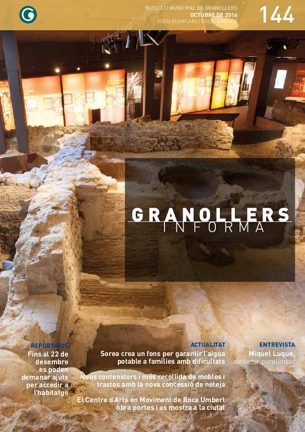 Granollers Informa. Butlletí de l'Ajuntament de Granollers, n.º 144, 10/2016 [Ejemplar]