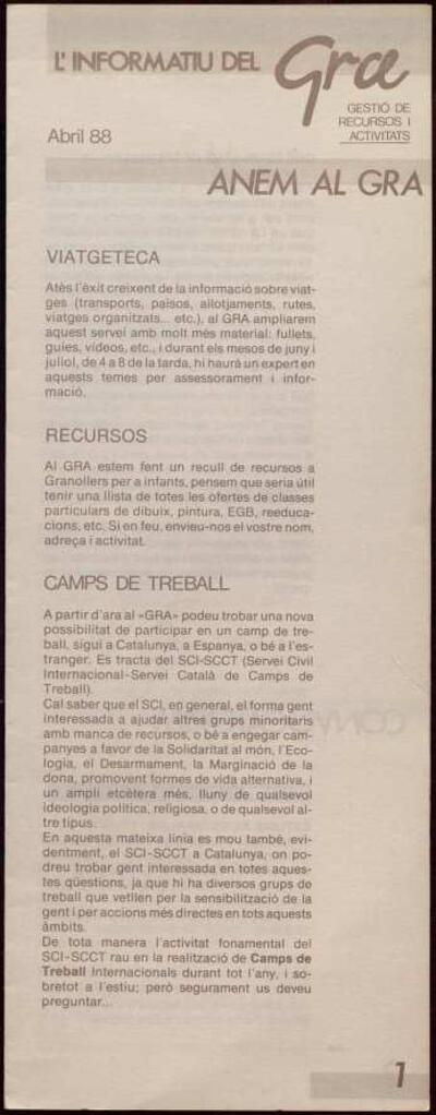 L'informatiu del Gra, 4/1988 [Issue]