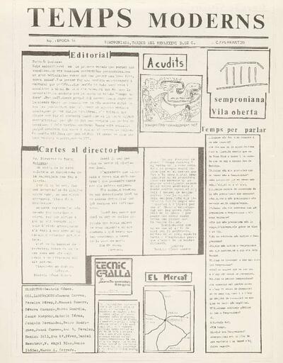 Temps Moderns. Col·legi Públic Pereanton, n.º 1, 10/1986 [Ejemplar]