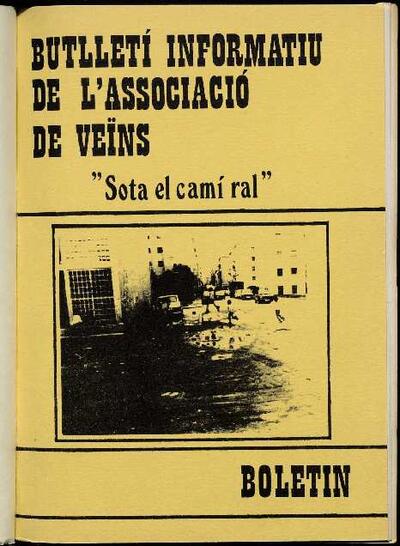 Butlletí Informatiu de l’Associació de Veïns Sota el Camí Ral, núm. 1, 1/10/1978 [Exemplar]