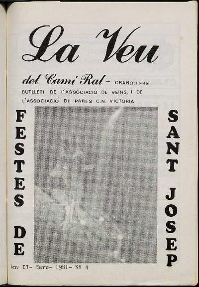 La Veu del Camí Ral. AV Camí Ral i APA Col.legi Victoria, n.º 4, 1/3/1981 [Ejemplar]