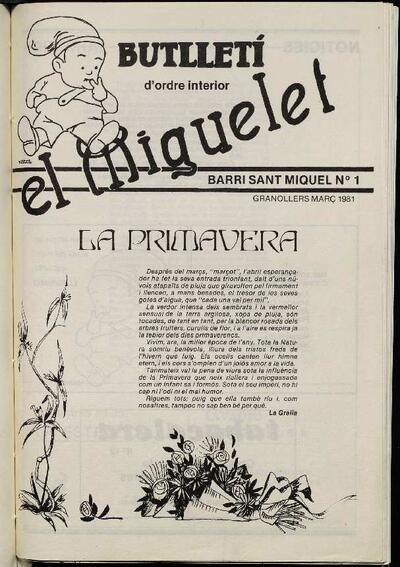 El Miquelet. AV Sant Miquel, núm. 1, 1/3/1981 [Exemplar]