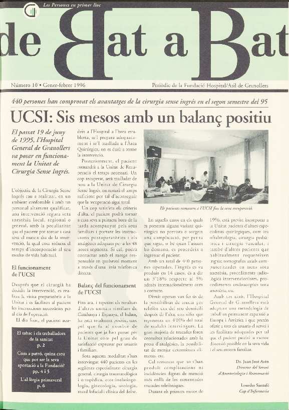 De Bat a Bat. Revista de l'Hospital General de Granollers, #10, 1/1996 [Issue]