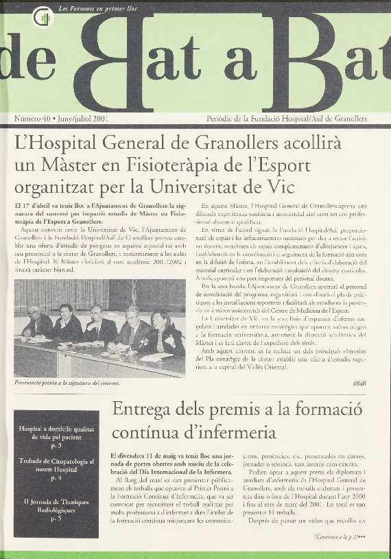 De Bat a Bat. Revista de l'Hospital General de Granollers, #40, 6/2001 [Issue]