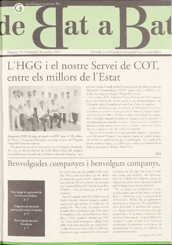 De Bat a Bat. Revista de l'Hospital General de Granollers, núm. 45, 10/2002 [Exemplar]