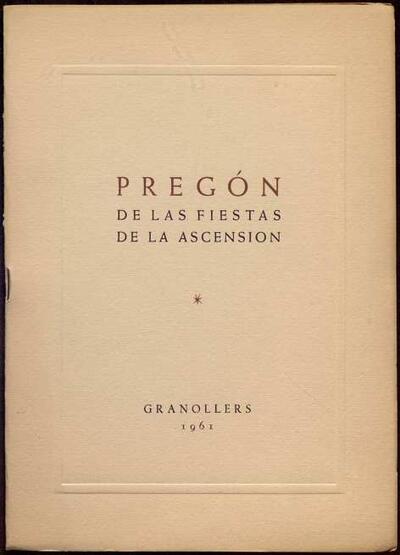 Pregó de Josep Maria Porcioles [Monograph]